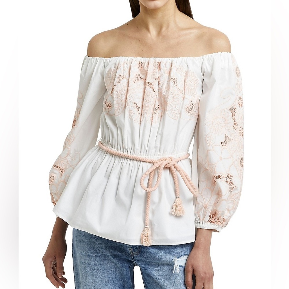 Boujie Boho Off Shoulder Embroidered Blouse M/L